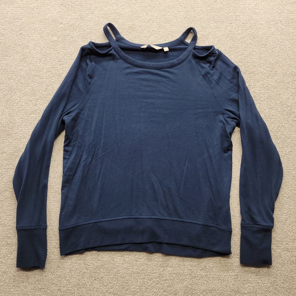 Athleta Women’s Medium Navy Blue Cold Shoulder Long Sleeve Sweatshirt Top